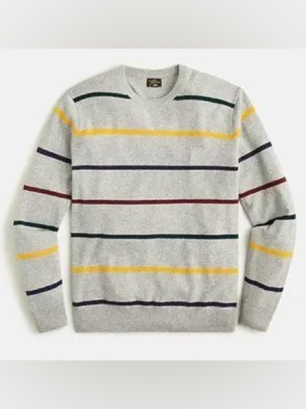 J. Crew Gray Cashmere Sweater with Multicolor Stripes